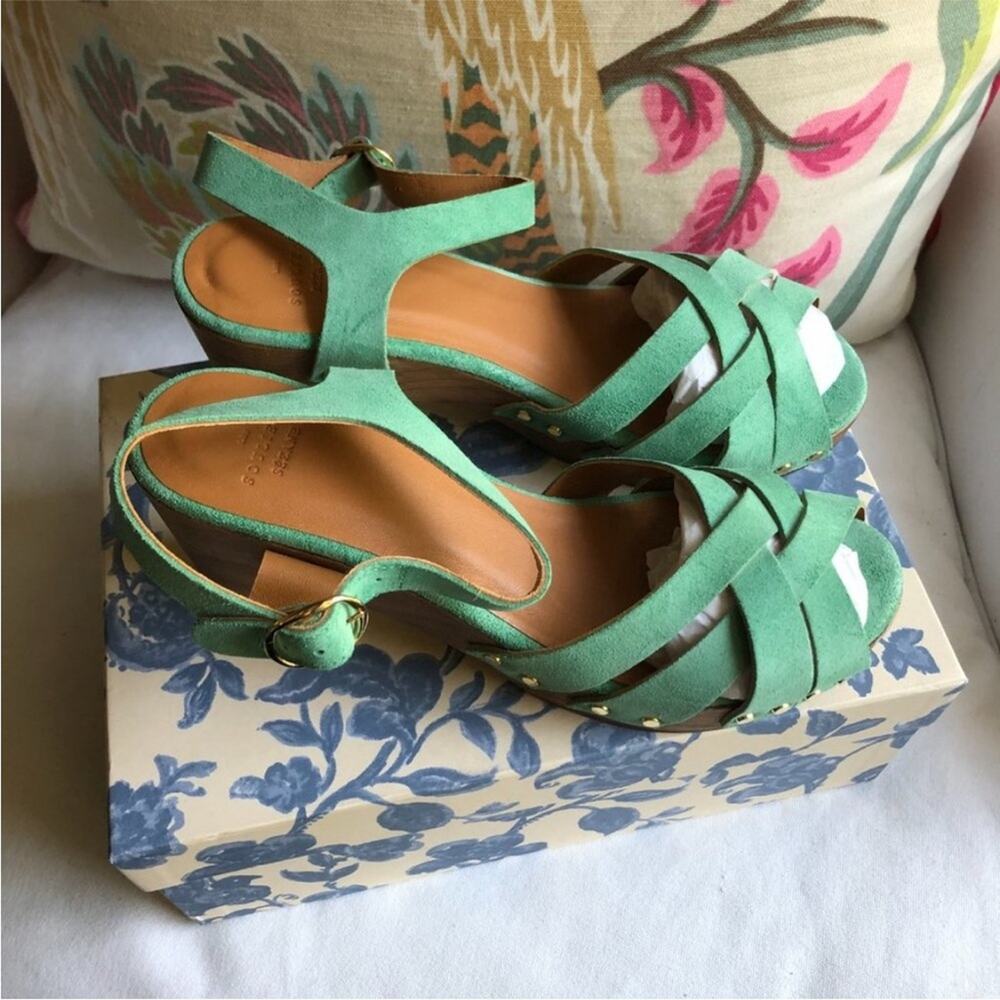 SEZANE Isabelle Green Suede Clogs Sandals 36 6 - Picture 10 of 12